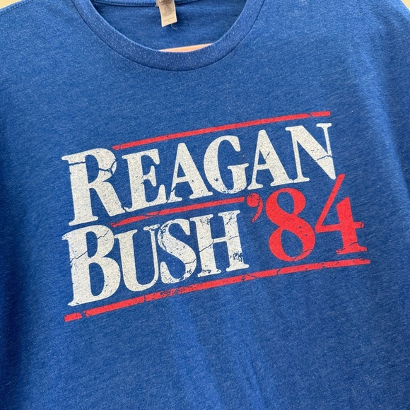 Reagan Bush ‘84 Presidential Race Blue Graphic Men's T-Shirt large - Picture 2 of 4